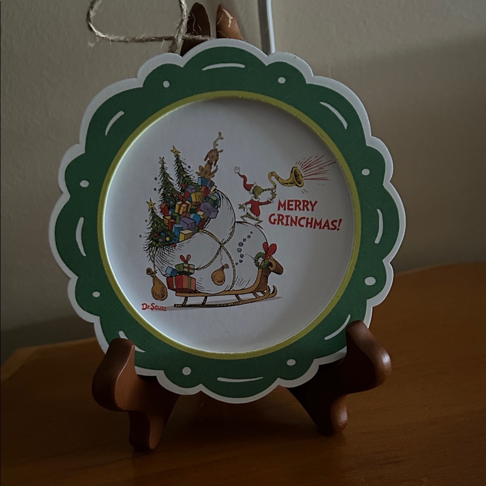 Green and White Merry Grinchmas Ornament